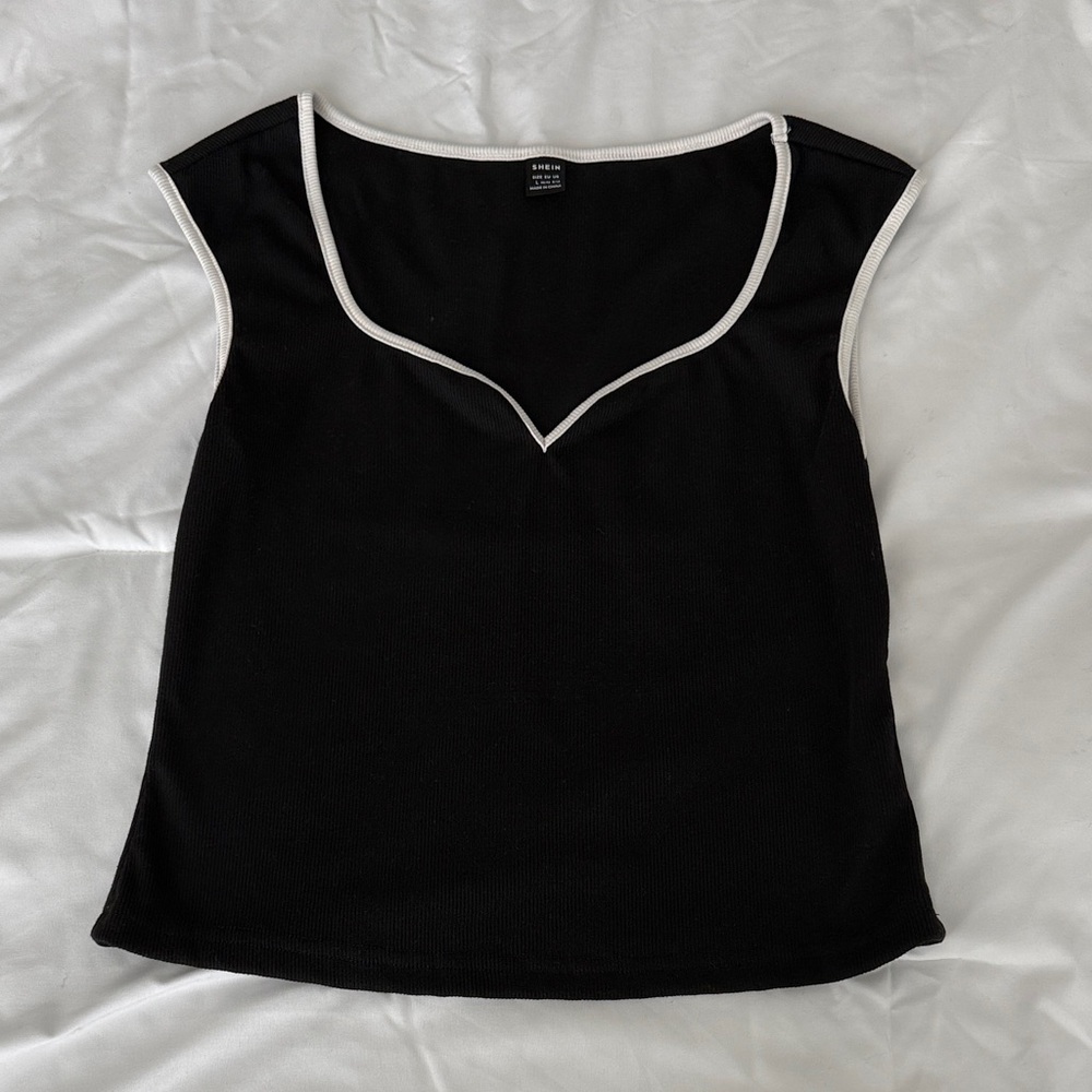 SHEIN Black Top with White Trim
